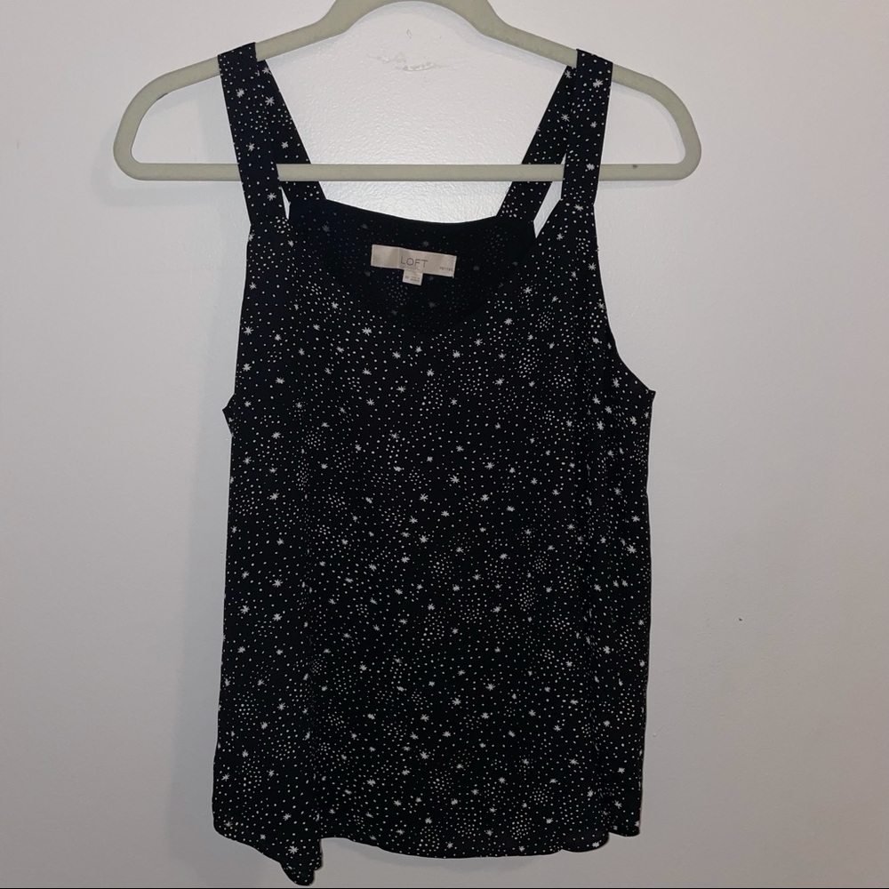 Loft soft chiffon polka dot star tank top